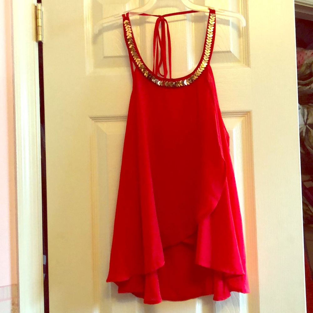 Red halter blouse
